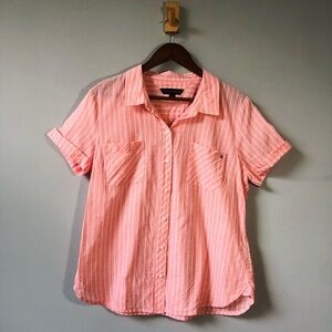 Tommy Hilfiger Womens Short Sleeve Button Down